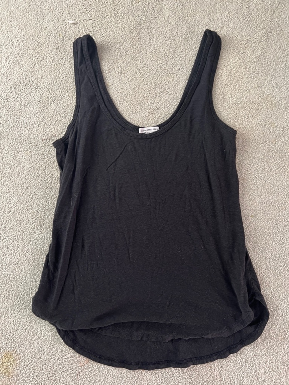 James Perse Curved Hem Black Women's Scoop Neck Tank Top 2